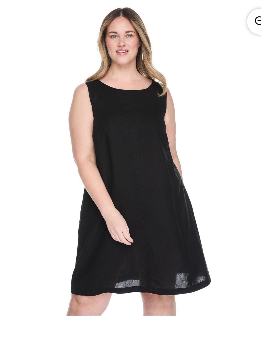 Lane Bryant 1X Black Linen Blend Sleeveless Swing Dress A-Line